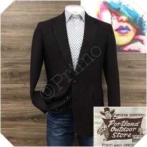 VINTAGE Mens Western Blazer Sport Coat Casual Jacket Size 44L Two Button Suit